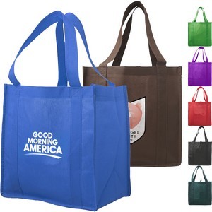 Large Gusset Square Reusable Non-Woven Grocery Tote Bag 